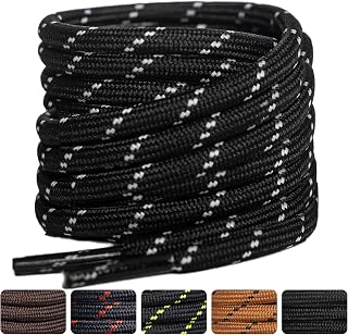 2 Pairs Round Laces for Boots, 4.5 mm Diameter Reinforced and Durable Laces for Boots, Safety Shoes and Hiking Shoes