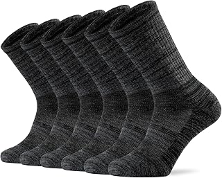 Ortis Men's Merino Wool Moisture Wicking Outdoor Hiking Cushion Crew Socks 4 Pack