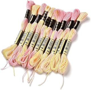 10 Skeins of Cross Stitch Thread Polyester 0.5mm 6 Ply Segment Dyed Gradient for DIY Crafts Sewing Crafts Jewelry Making 8 Meters