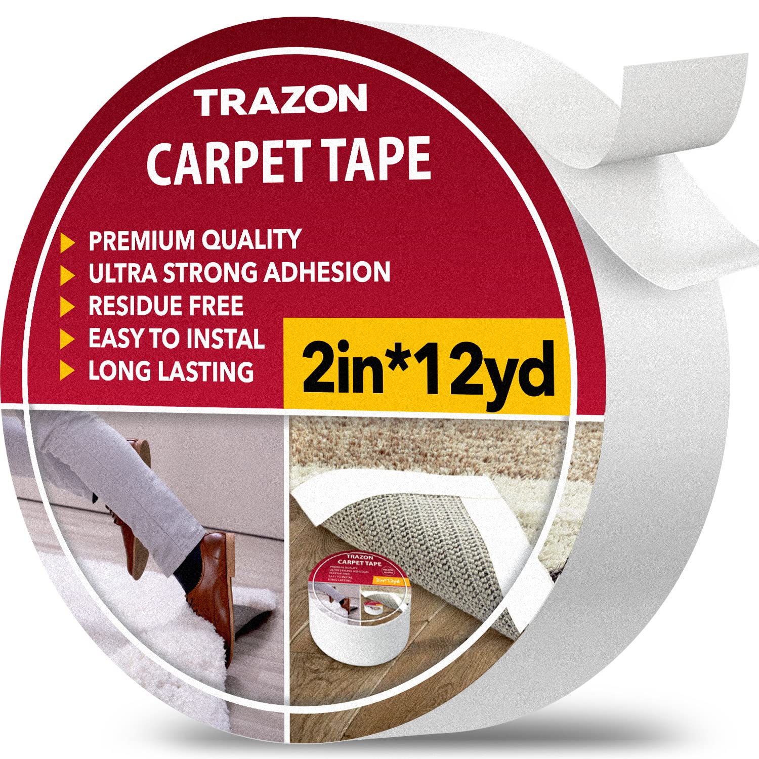Carpet Tape Double Sided - Rug Tape Grippers for Hardwood Floors and Area Rugs -
