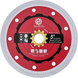 FOCSTOL Diamant Trennscheibe - 125mm Fliesentrennscheibe für Porzellan Keramikfliesen Marmor Granit Quarz Laube 22,23mm x 15,875mm