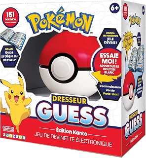 Pokemon Dresseur Guess - Édition Kanto (FR) - Jeux Interactifs - Quiz/Connaissance - Jeu Vocal Pokémon avec Sons et Lumières - Âges 6+ - 1 Joueur - Moins de 15 Minutes - Créé par Zanzoon