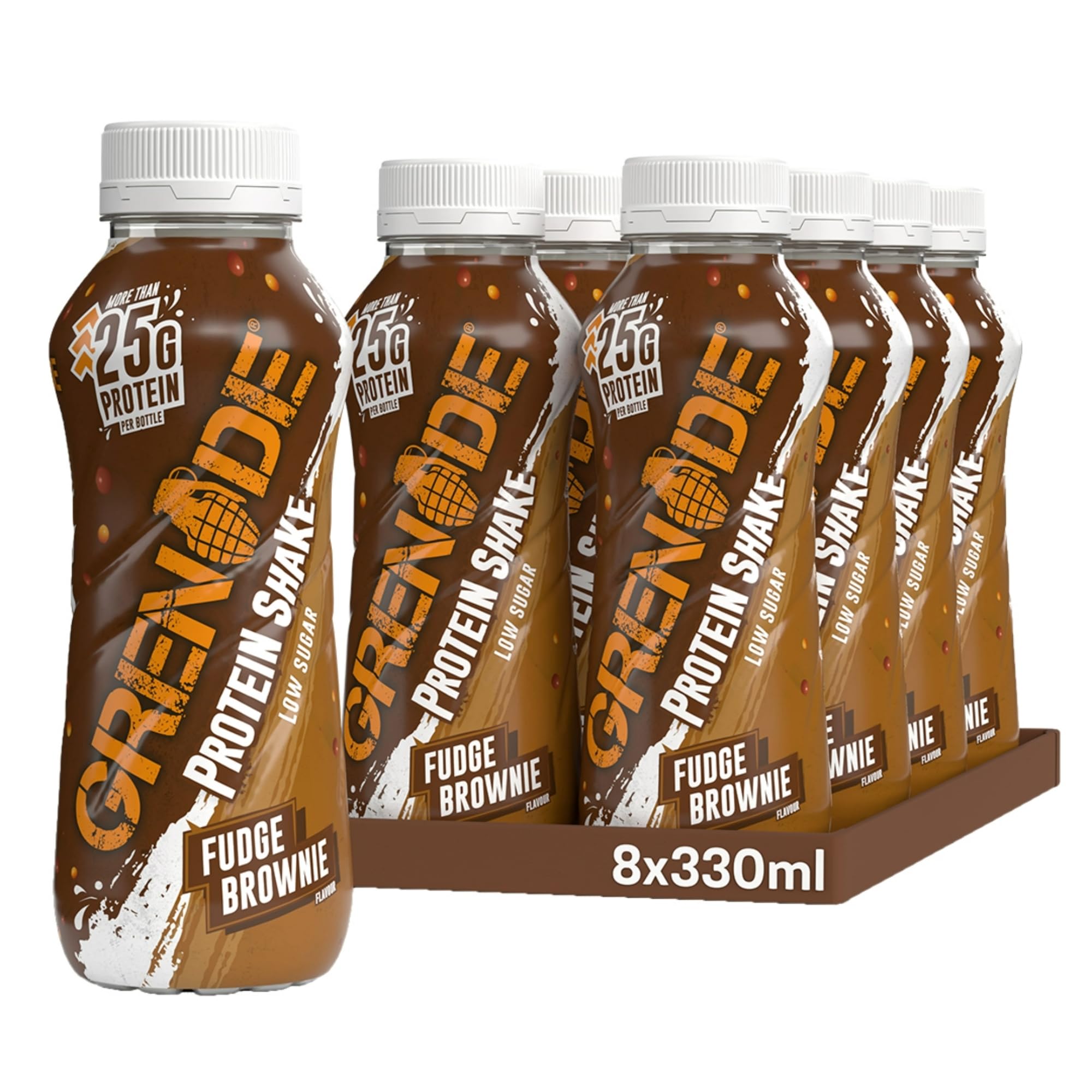 Grenade Fudge Brownie High Protein Shake, 8 x 330 ml | Over 25 g Protein Per Bot