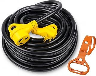 PEAKTOW PTR0112 RV Extension Cord 30Amp 50ft Power Supply Cable with LED Indicator, Grip Handle, and Cord Organizer ETL/cETL Listed