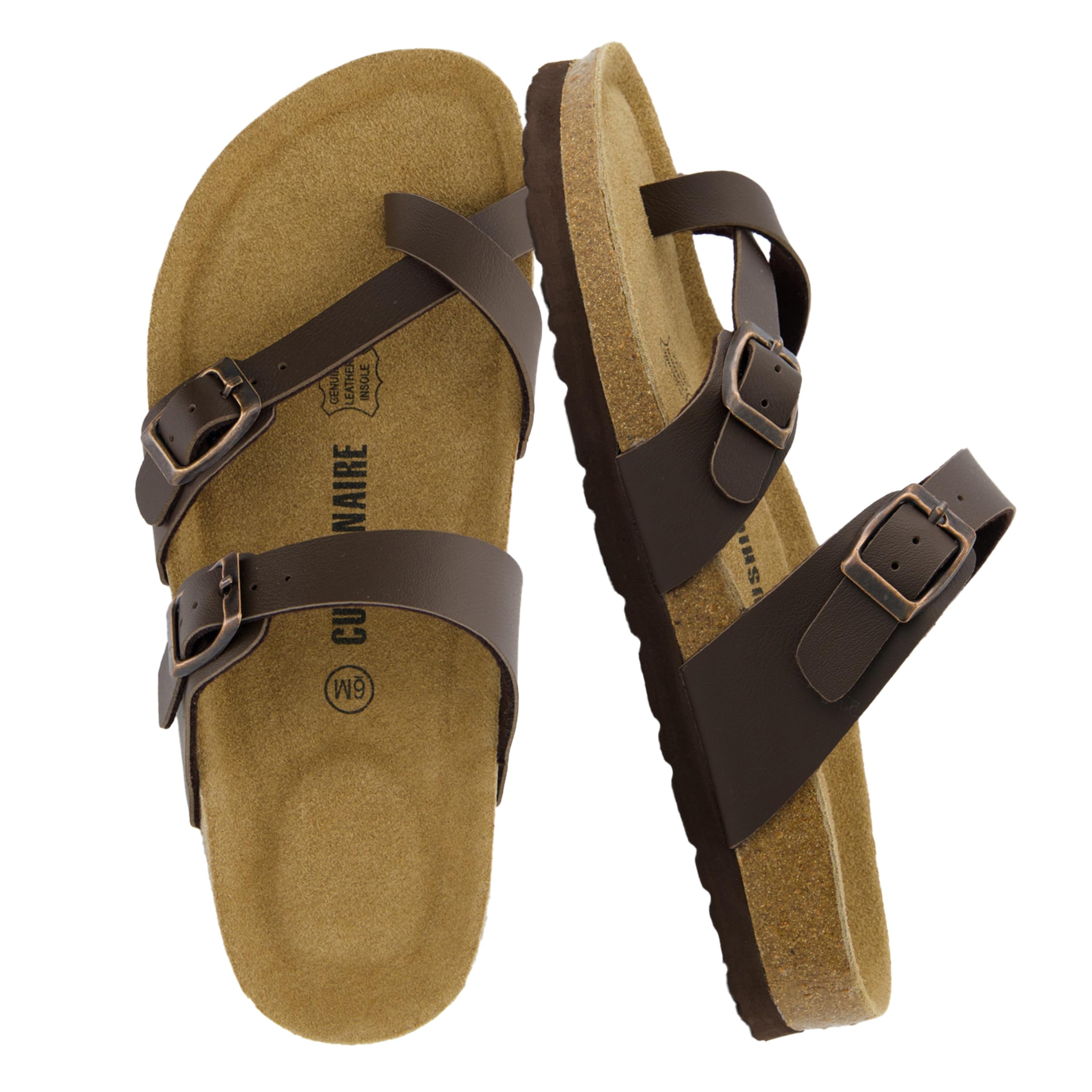 CUSHIONAIRE Luna Cork Footbed Sandals for Women with Crossover Straps