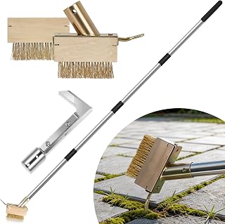 ORIENTOOLS 2-in-1 Weed Wire Brush & Scraper Set with Long Handle (148cm) - 2 Brush Heads & 1 Weed Knife for Patio, Driveway, Paving Gap & Garden Weed Removal