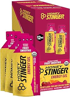 Honey Stinger Organic Fruit Smoothie Energy Gel, Gluten Free & Caffeine Free, for Exercise, Running and Performance, Sports Nutrition for Home & Gym, Pre and Mid Workout, 12 Pack, 13.2 Ounce