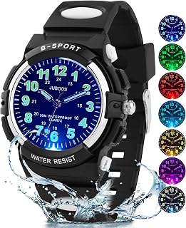 Juboos Kids Watches with Time Teaching Analog Quartz 7 Colour Dial 5 to16