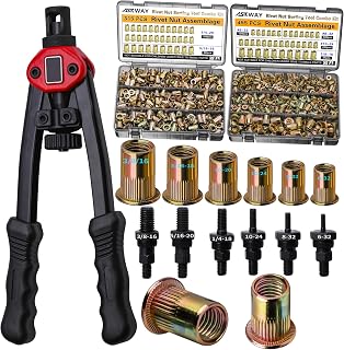 ASKWAY ASE Pressure Rivet Nut Tool Kit, 770pcs Imperial Rivet Nut | Threaded rivet nut (3/8-16,5/16-18,1/4-20,10-24,8-32,6-32) Suitable for Furniture DIY Automotive and Industrial Applications