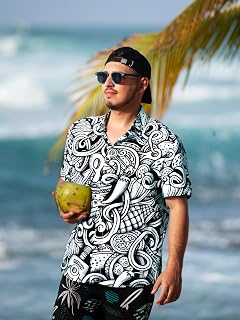 Mens Short Sleeve Floral Print Casual Tropical Button Down Shirt Summer Holiday