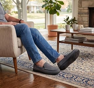 ULTRAIDEAS Mens Memory Foam Loafers Slip On Indoor Rubber Sole Slip On Shoes