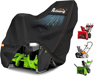 Rimwig Snow Blower Cover Waterproof Outdoor, Multi-Brand Fit, Black | Snow Thrower Protector Compatible with Cub Cadet, Ariens, Toro, EGO, Craftsman, Snow Joe, Honda, Husqvarna, Ryobi