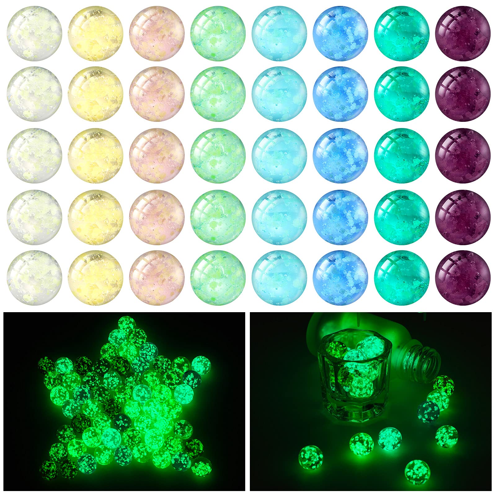 48 Pieces Marbles Glow in The Dark for Kids, 0.55 Inch | Mixed Colors Luminous G