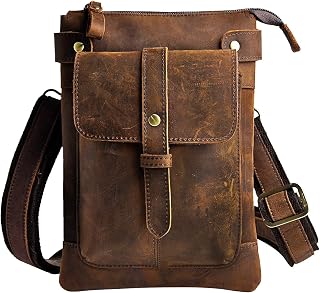 Le'aokuu Mens Genuine Leather Fanny Small Messenger Shoulder Satchel Waist Bag Pack 8711