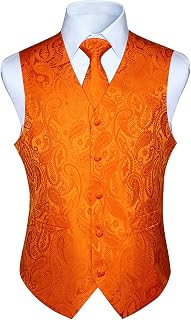 HISDERN Mens Classic Floral Paisley Floral Pocket Square Jacquard Vest