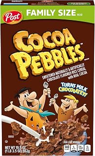 Cocoa PEBBLES Chocolate Breakfast Cereal, Gluten Free, 19.5 oz Box | Sweetened Puffed Rice With Crunchy Texture And Chocolatey Flavor, Delivering A Flavorful Bite In Every Spoonful