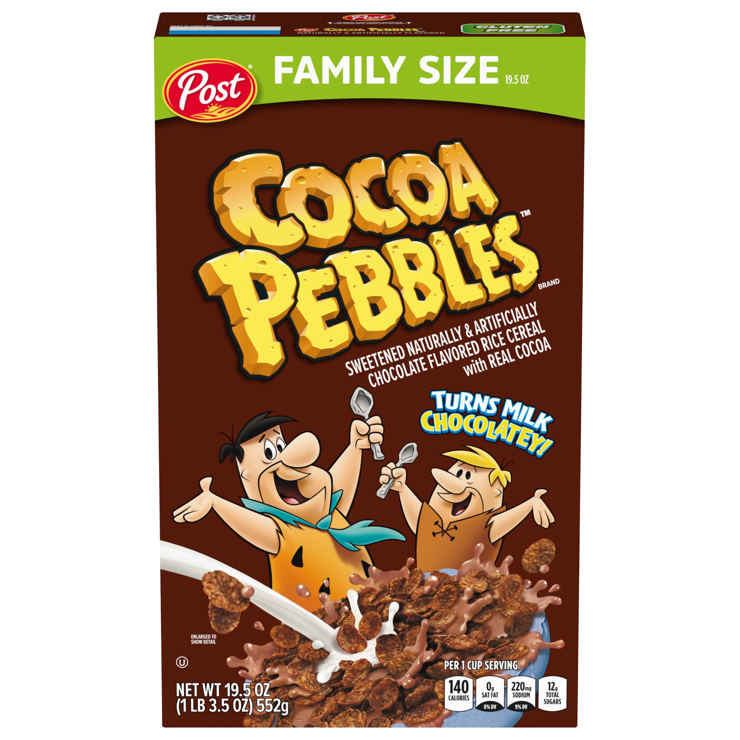 Cocoa PEBBLES Chocolate Breakfast Cereal, Gluten Free, 19.5 oz Box | Sweetened P
