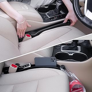 Givifive Car Seat Gap Filler Organizer 2Pack Soft Foam 3IN1 Multifunctional | Seat Side Gap Filler Strip with Storage Slot &amp; Hook Accessory Universal Fit Car SUV Truck Fill The Gap Between Seat &amp; Console