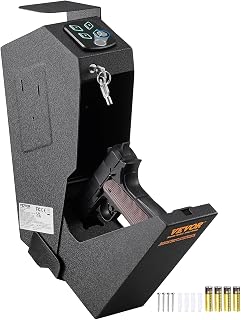 VEVOR Mounted Gun Safe for Pistols, Biometric Gun Safe with Three Quick Access Ways of Fingerprints, Passwords and Keys, Handgun Safe for 1 Pistol for Home, Bedside, Nightstand, Wall