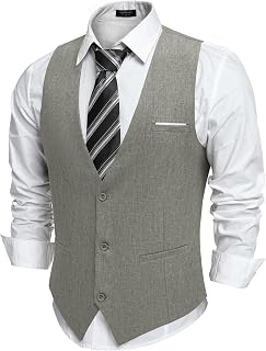 COOFANDY Vest Suit Man Business Solid Vest Dress Casual V Neck Vest Wedding Men Elegant with Pockets