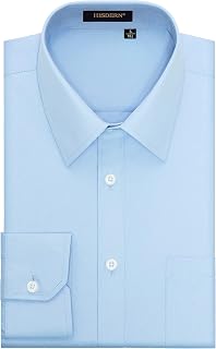 HISDERN Men's Plain Shirt, Colour-Easy Ironing