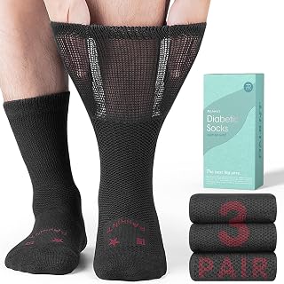 Rahhint Merino Wolle Diabetikersocken 3 Paar，Dicke Winter ohne Gummi & ohne Naht Bambus Socken für Damen Herren Thermo