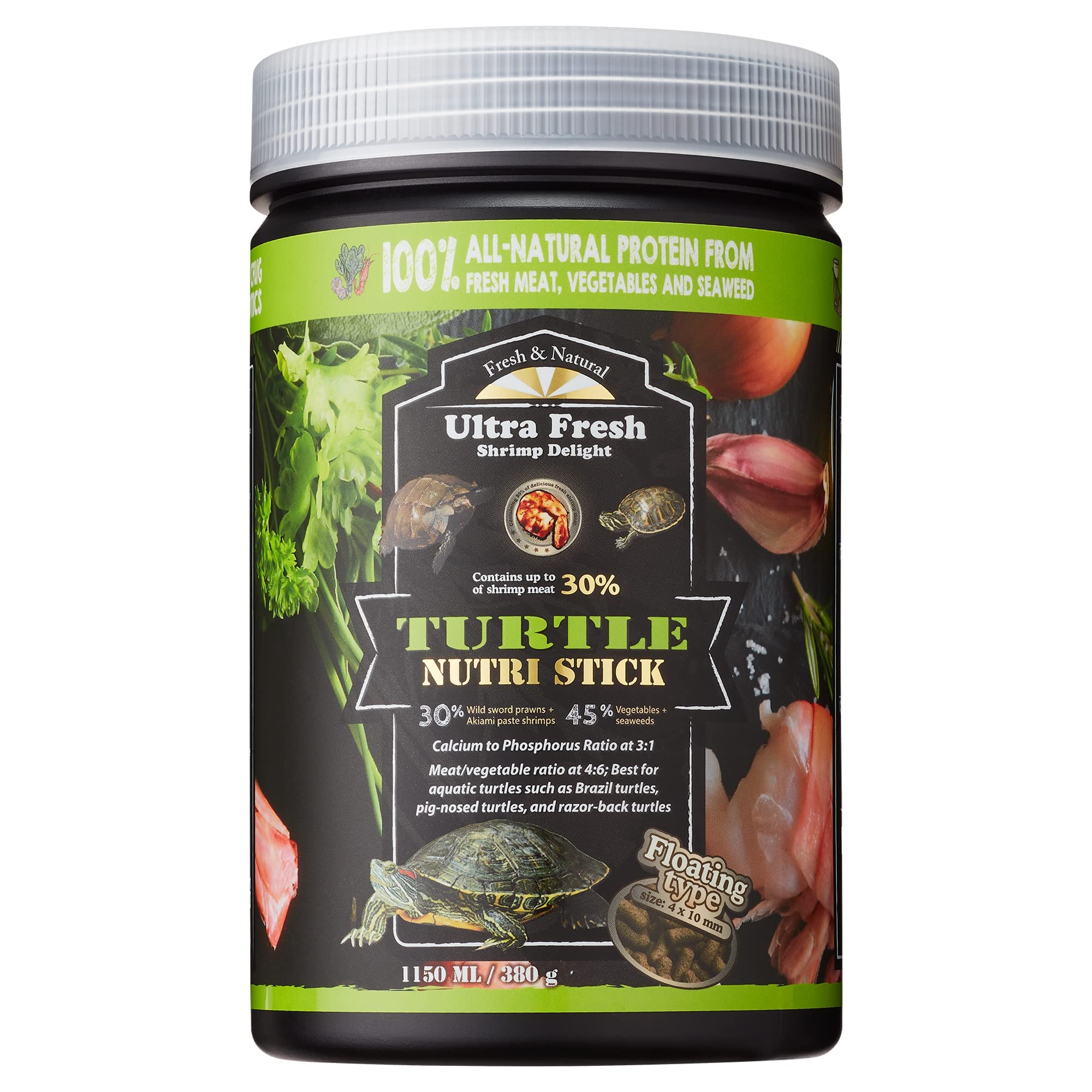 Ultra Fresh - Turtle Nutri Stick, Wild Sword Prawn, Calcium & Vitamin D Enriched