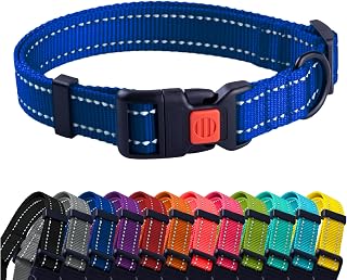 Reflective Dog Collar, Quick-Release Buckle (Blue, 14-18 Inch)