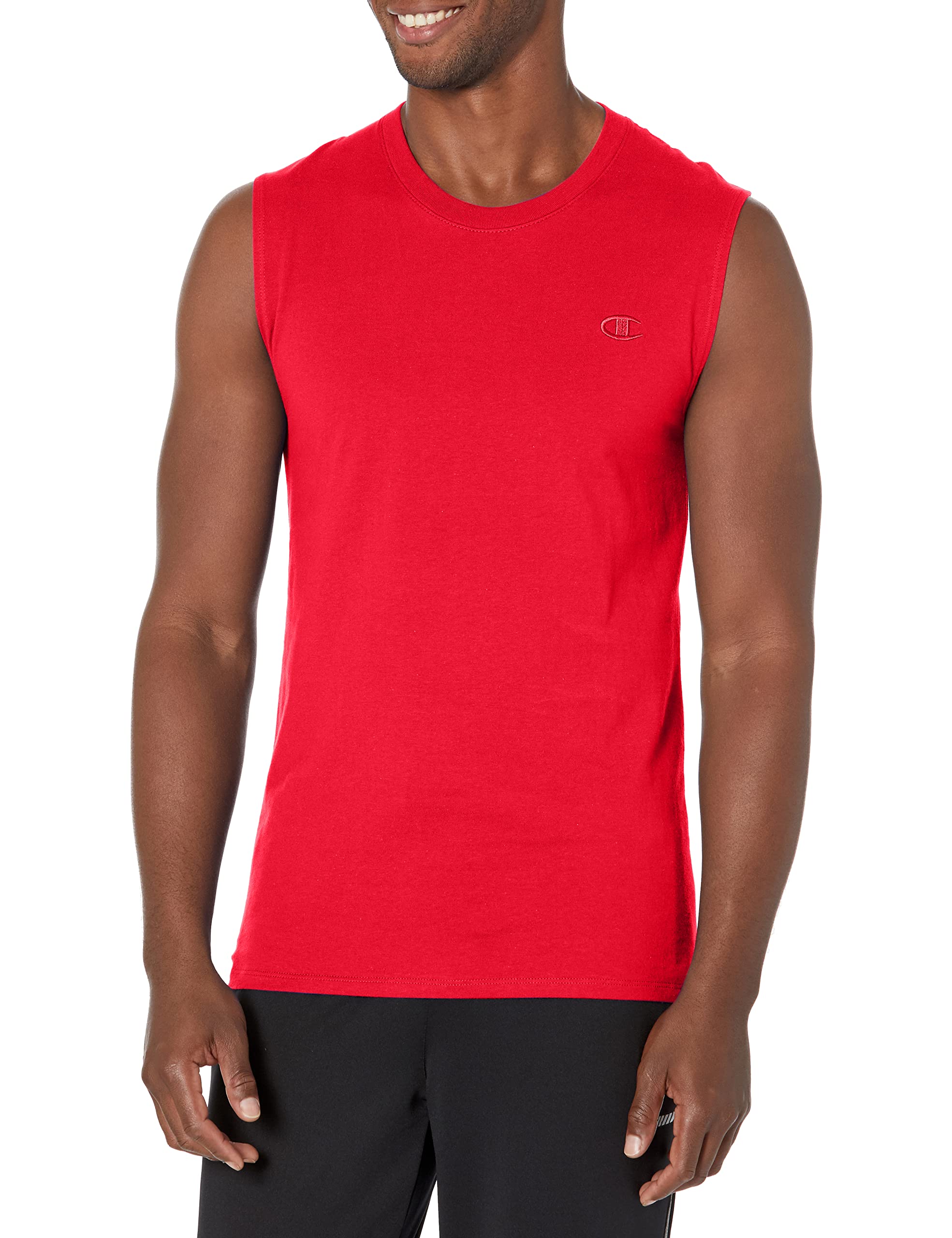 Champion Men's Classic Jersey Muscle T-Shirt, Scarlet, 2XL