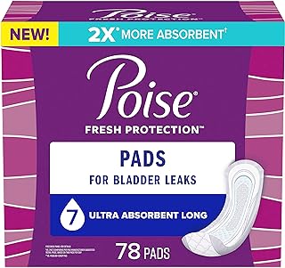 Poise Incontinence Pads for Women/Bladder Leakage Pads/Bladder Control Pads, 7 Drop, Ultra Absorbency, Long Length, 78 Count
