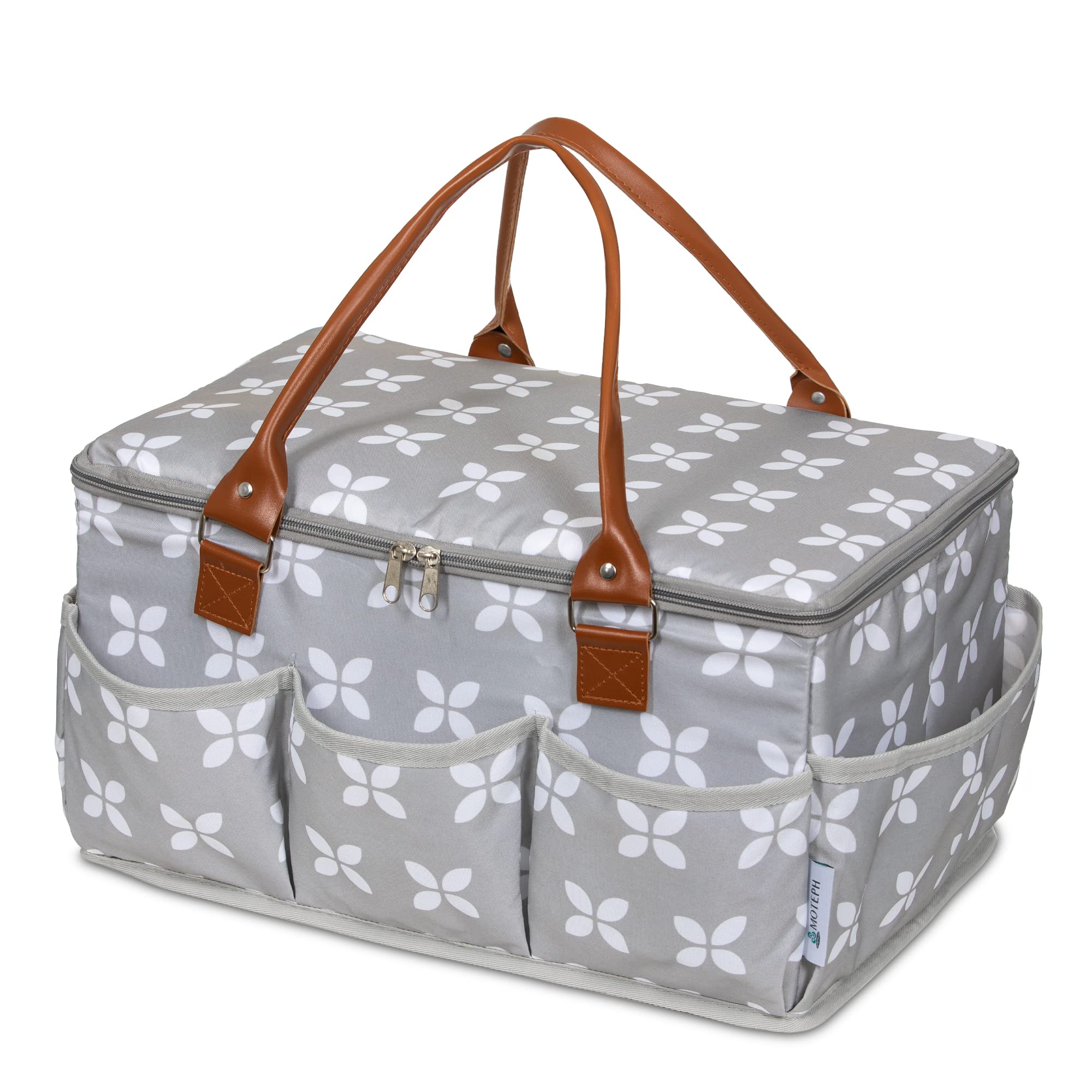 Moteph Extra Large Diaper Caddy, Craft, Toy Organizer with Zip-Top Cover with Wa