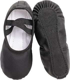 Leather Ballet Shoes Girls Ballet Slippers Dance Shoes with Whole Leather Sole for Children Women Size 22-40 Pink Beige Black