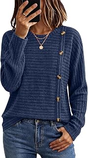 WIHOLL Womens Sweaters Fall Teacher Outfits Long Sleeve Shirts Tunic Tops
