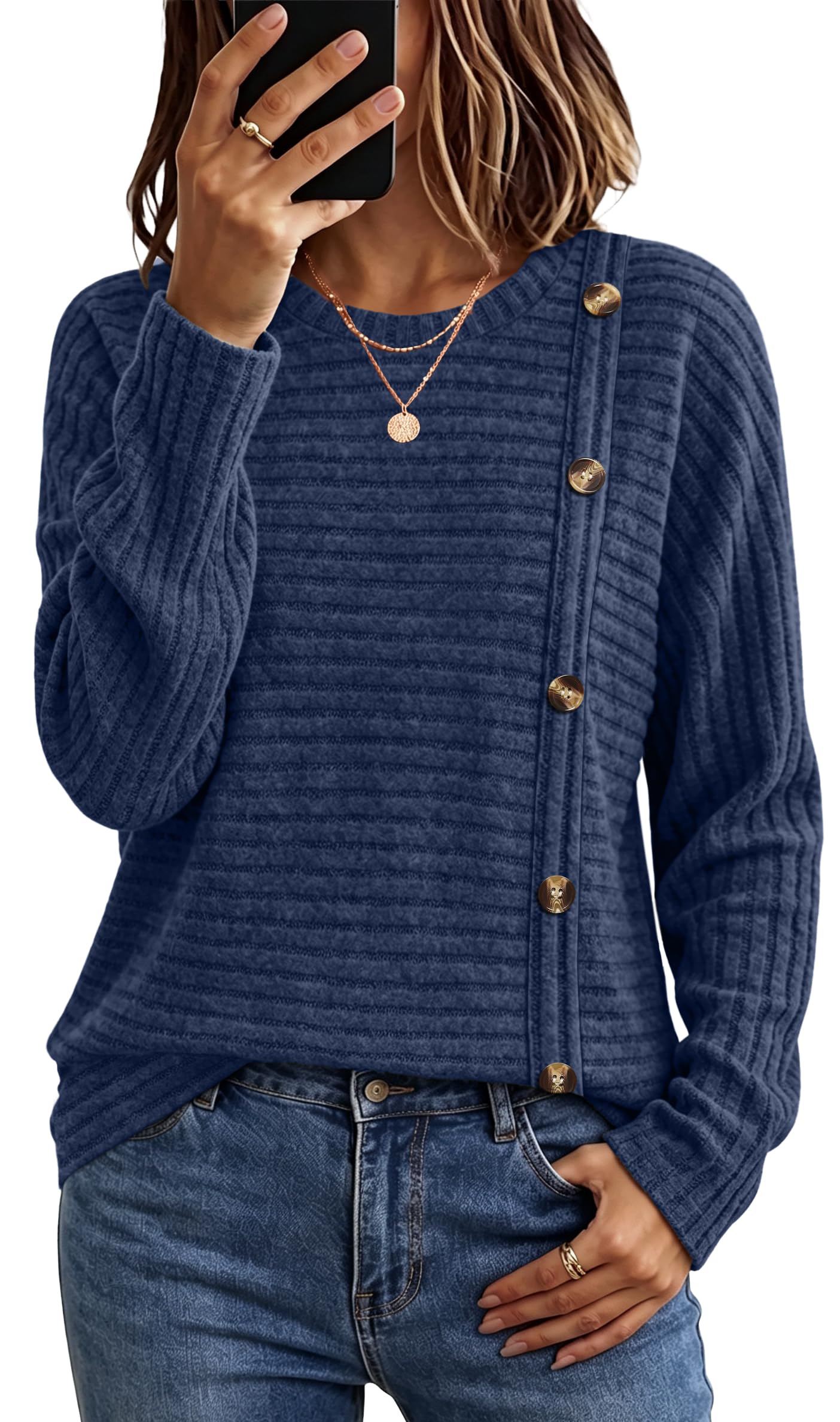 WIHOLL Womens Sweaters Fall Teacher Outfits Long Sleeve Shirts Tunic Tops