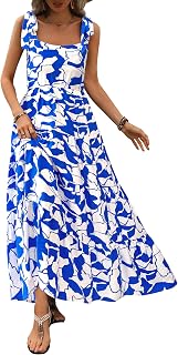 Prettygarden, Women's Sleeveless Summer Spaghetti Strap Tiered Floral Maxi Dress - Loose Long Beach Maxi Dress