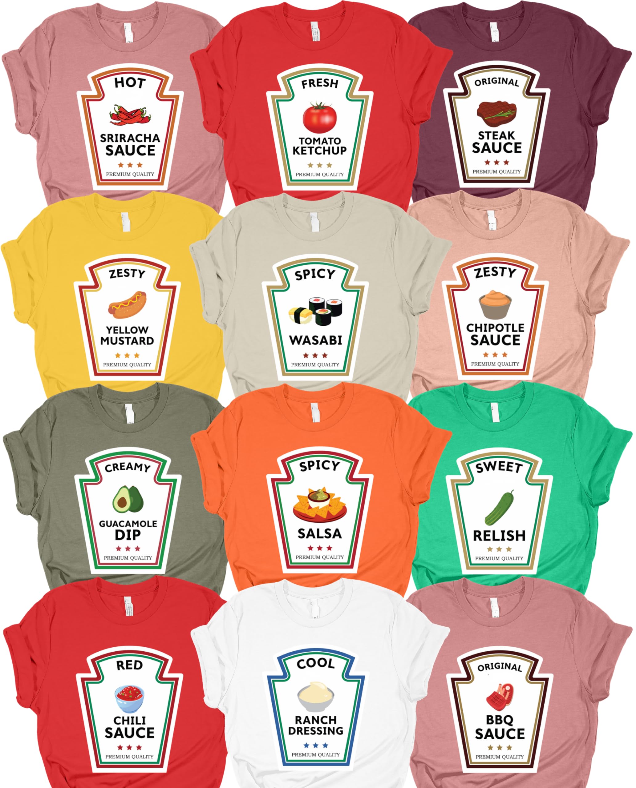 Condiment T Shirts Condiment Group Halloween Costume Shirt for Women Men