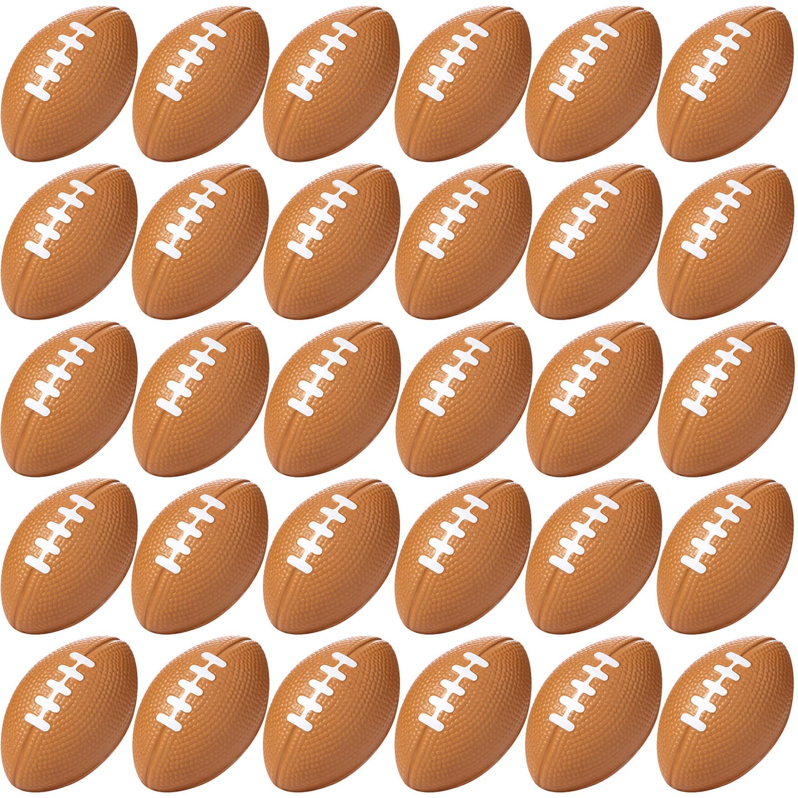 Blulu 30 Pack Mini Footballs Foam Sports Balls Bulk 2.17" for Kids Adult | Brown