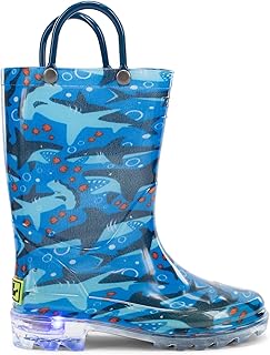 Western Chief Kids Lighted Waterproof Pull On Rain Boot for Boys and Girls