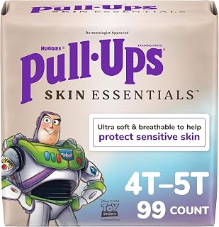 Pull-Ups Boys' Skin Essentials Potty Training Pants, 4T-5T, 99 Ct, 3-Pack | For Boys 38-50 Lbs, Ultra Soft, 100% Leak-free, Dermatologist-approved, Hypoallergenic