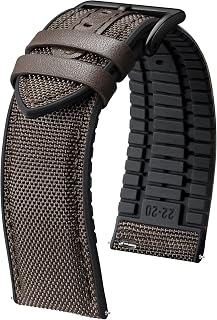 BINLUN Nylon Silicone Watch Bands 18mm 19mm 20mm 21mm 22mm Quick Release Canvas Rubber Hybrid Watch Strap Replacement Watchband for Men Women 9 Colors Silver/Black Buckle