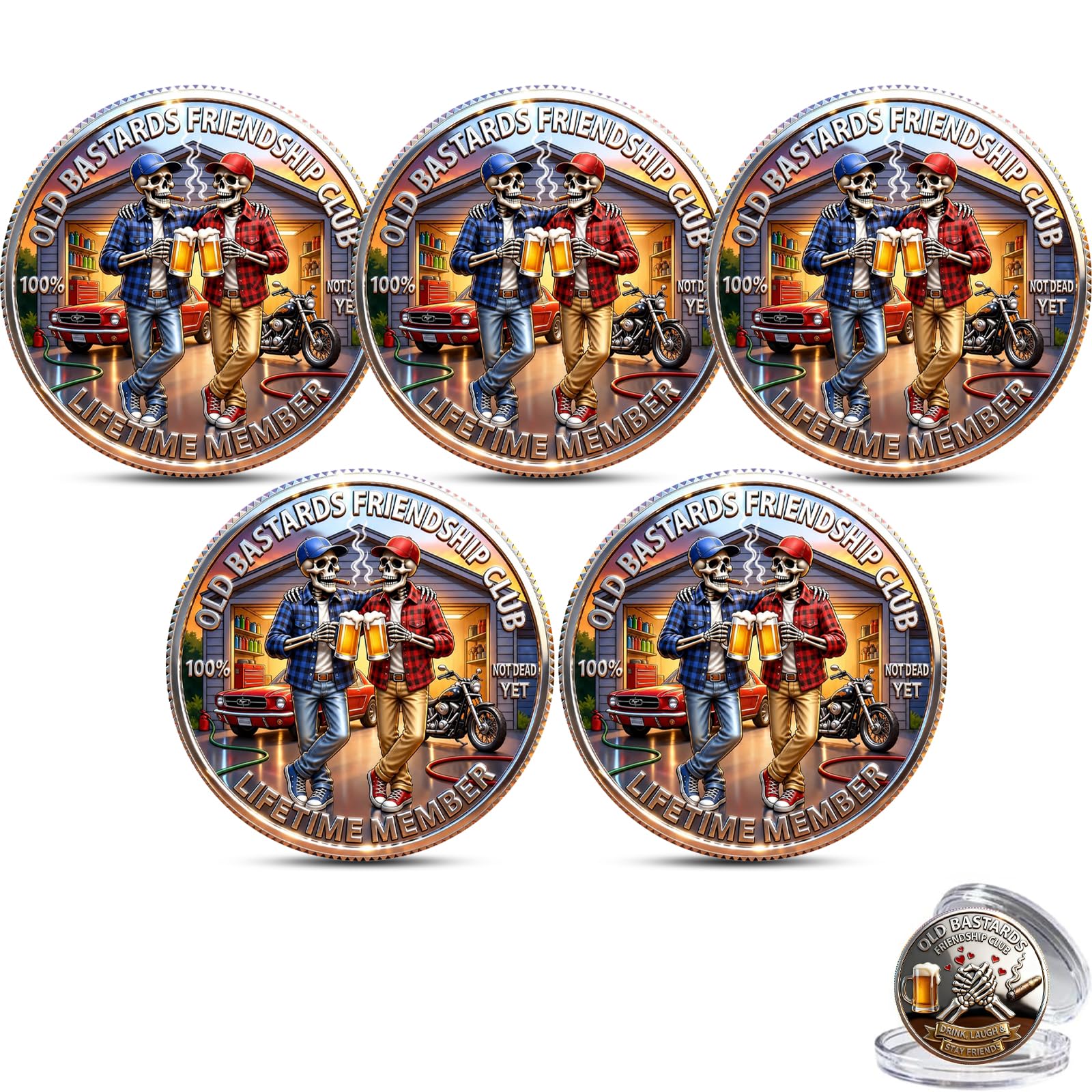 Old Friends Forever Club Coin, Old Bastards Friendship Club Challenge Coin | Fun