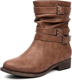 Veittes Women's Mid-Calf Boots Low Heel Zipper.