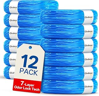 Godyoy 12PC Refill Bags Fits Diaper Genie for Litter Genie for Pet Genie | 7-Layer Odor Control, Add EVOH Material Tear-Resistant Cat Litter Diaper Refill Bags (NOT Included Original Refill Cartridge)