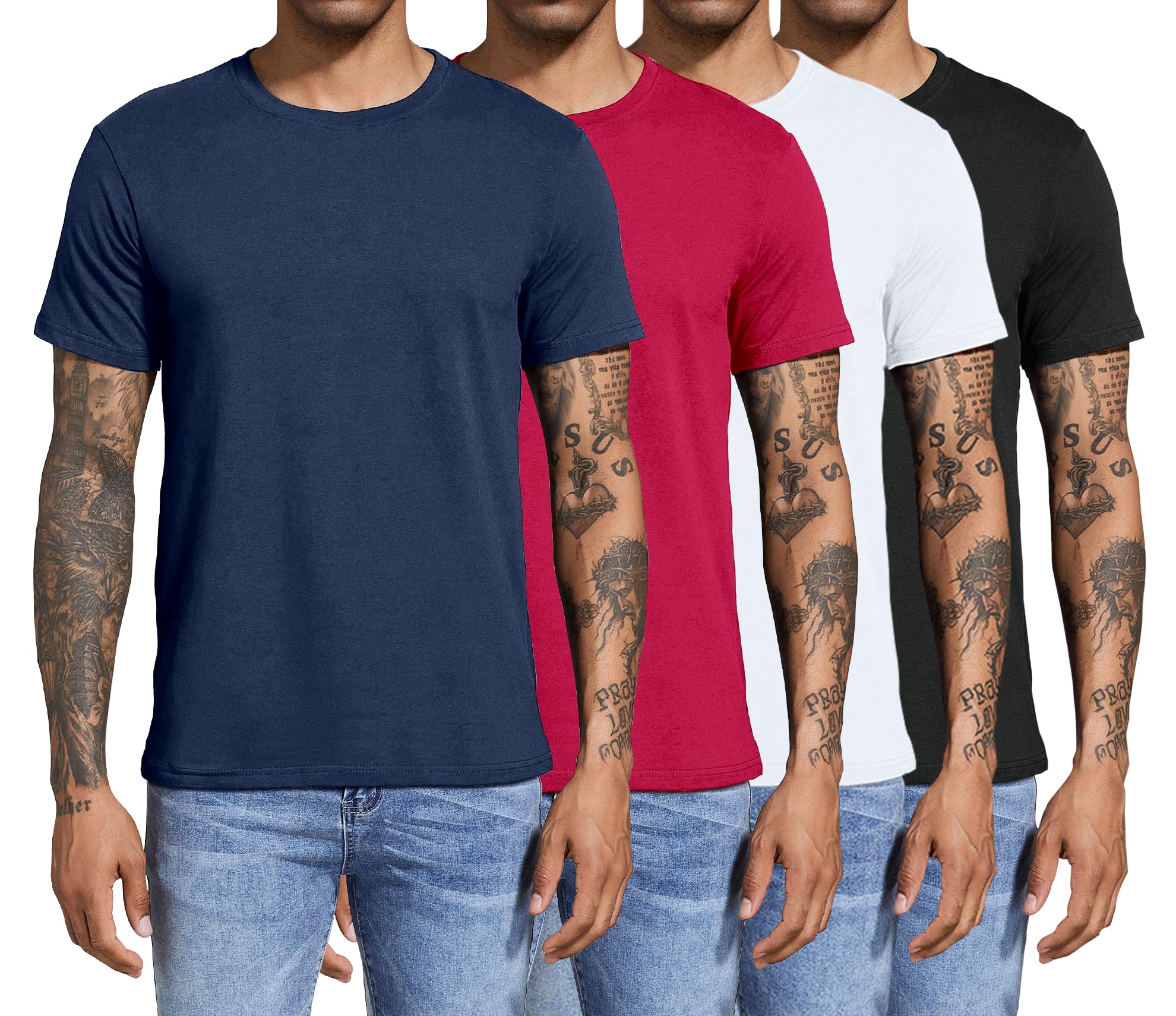 Boyzn Men's 3, 4 or 5 Pack Cotton T-Shirts, Short Sleeve Crewneck Sport Tees, Co