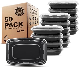 Freshware Meal Prep Containers [50 Pack] 16 oz Food Containers with Lids | Reusable Food Storage Containers, 1 Compartment Bento Box, BPA Free, Stackable, Microwave/Dishwasher/Freezer Safe