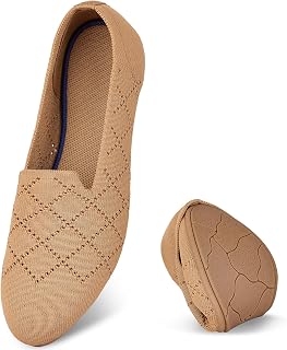 Puxowe Women's Ballet Flats Shoes Slip On Knit Dress Shoes Pumps Round Toe Ballerinas for Woman Comfort Soft