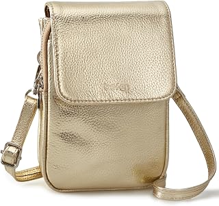 befen Women Small Genuine Leather RFID Blocking Crossbody Bag Mobile Crossbody Bag Cell Phone Crossbody Bag