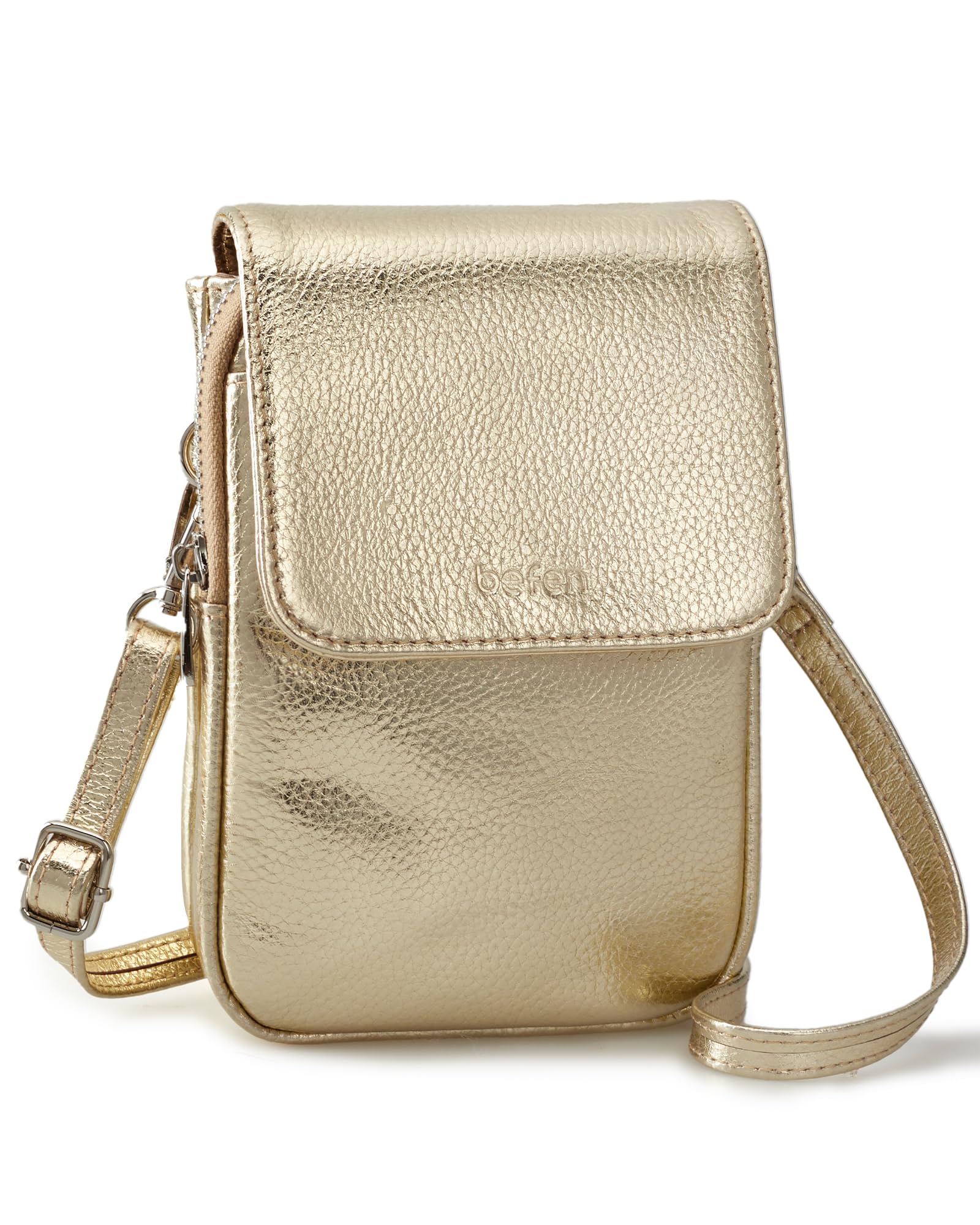 befen Women Small Genuine Leather RFID Blocking Crossbody Bag Mobile Crossbody B