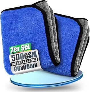 Airlab XXL Microfibre Car Drying Cloths 90 x 60 cm, Set of 2, Blue & Grey