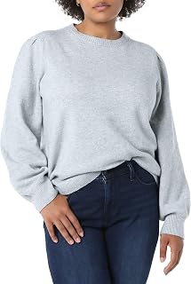 Amazon Essentials Women's Soft Touch Pleated Shoulder Round Neck Sweater
